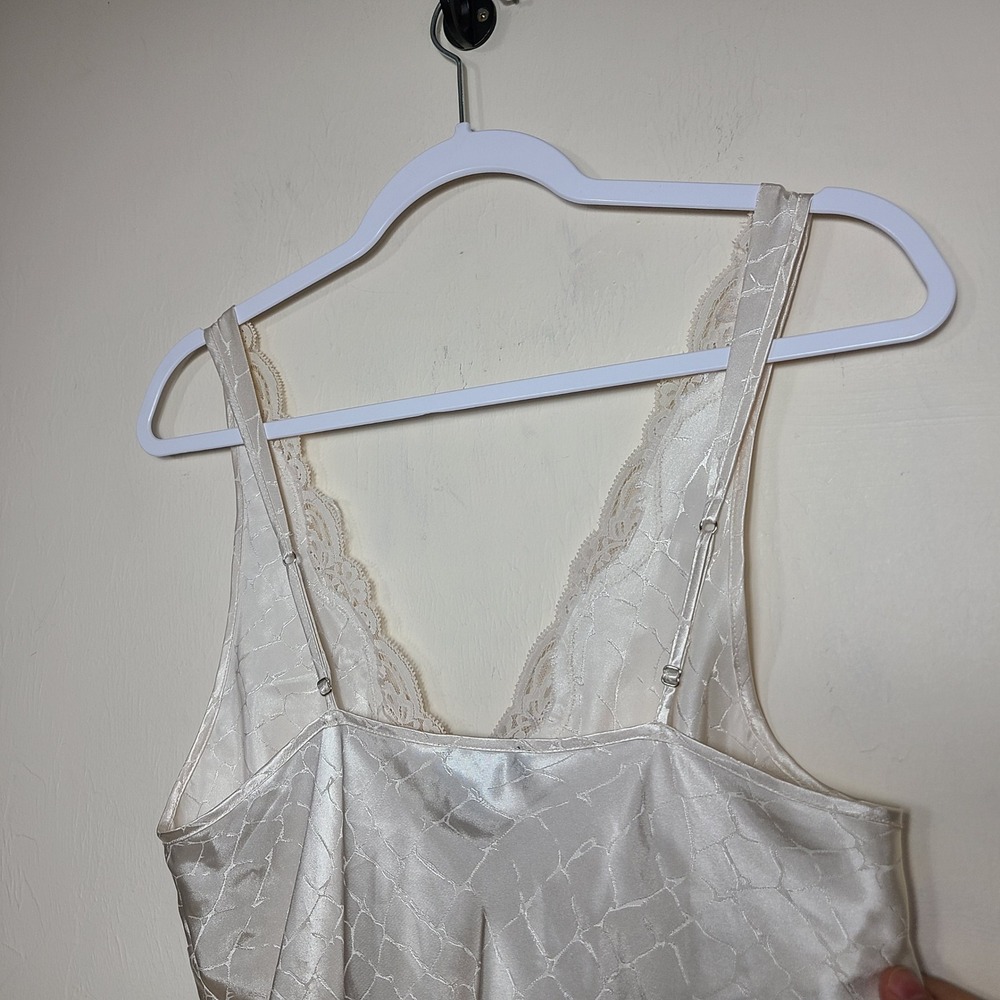 Vtg Ivory Lace Babydoll Maxi Slip Gown Set M Chemise Quiet Lux‎ Coquette Bridal - Picture 6 of 16